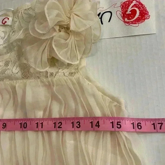 Umgee Women’s Lace Ruffles Sleeveless Elegant Party Loose Cream Mini Dress NEW - Picture 7 of 14